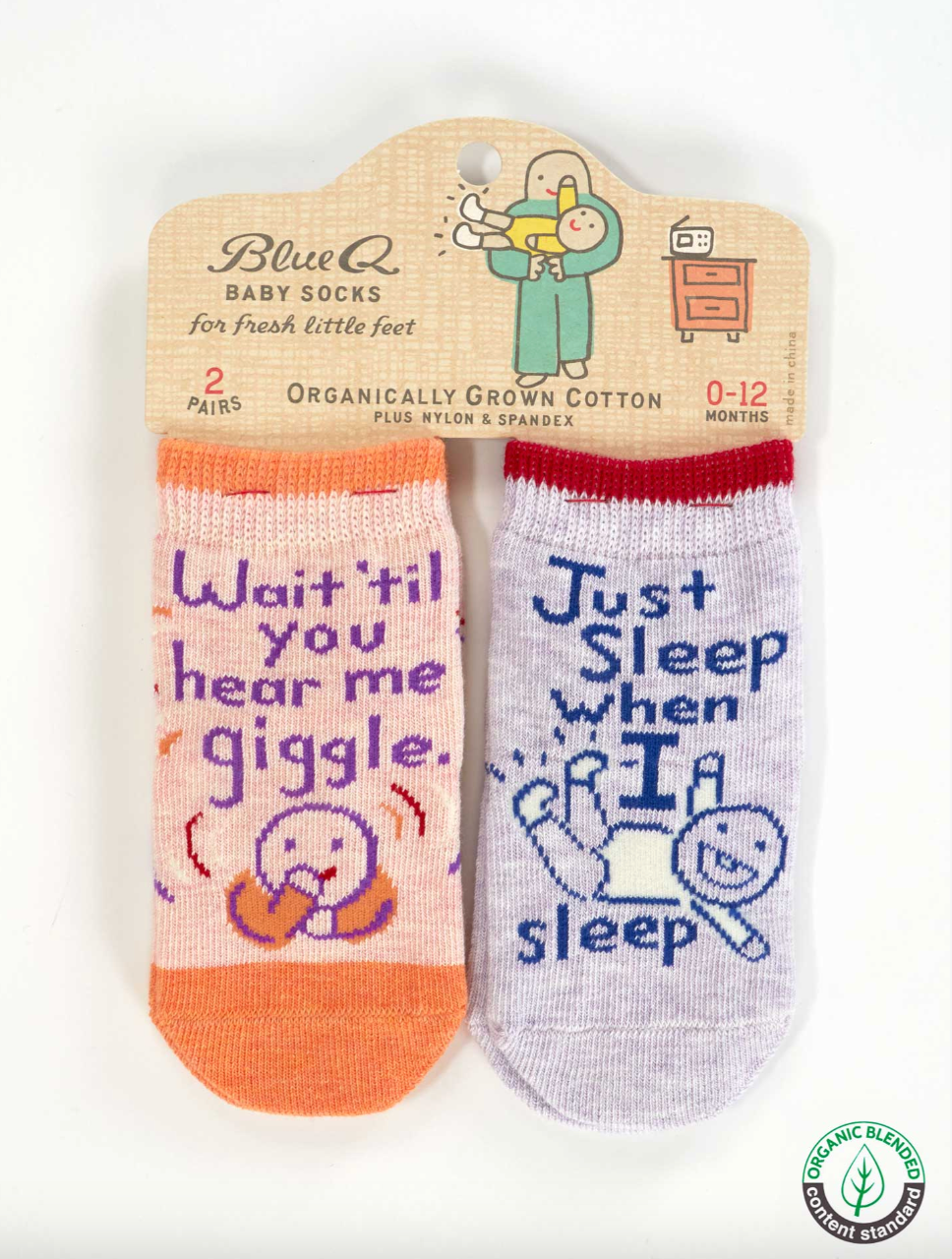 Hear Me Giggle/Sleep Funny Baby Socks Set BlueQ