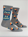Resting My Eyes Men's Crew Socks BlueQ