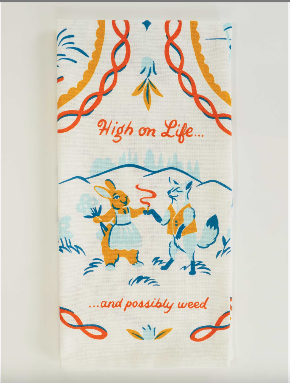 High On Life Dish Towel Quirky Kitchen by BlueQ